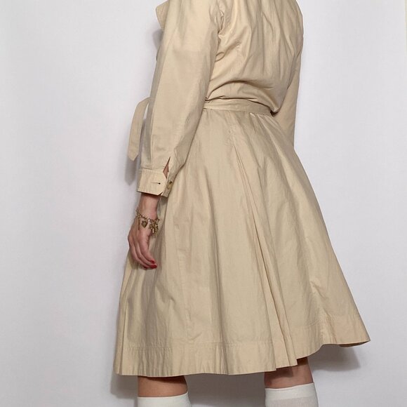 Classic Khaki Beige Cotton Trench with 3/4 Sleeves & FIT & FLARE Cut! Large-XL - Picture 5 of 7